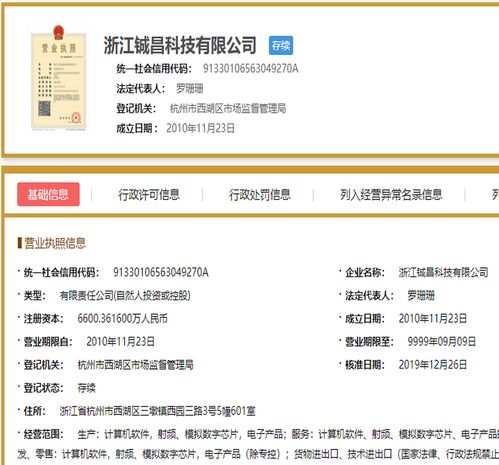 鋮昌科技營業執照信息概述 信息技術咨詢服務為主要經營范圍